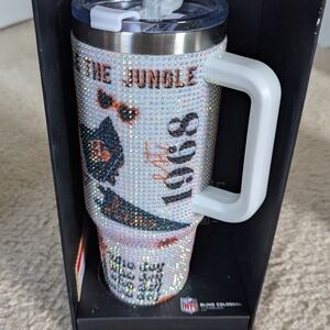 Blinged Out NFL Tumbler with Handle - White and Black